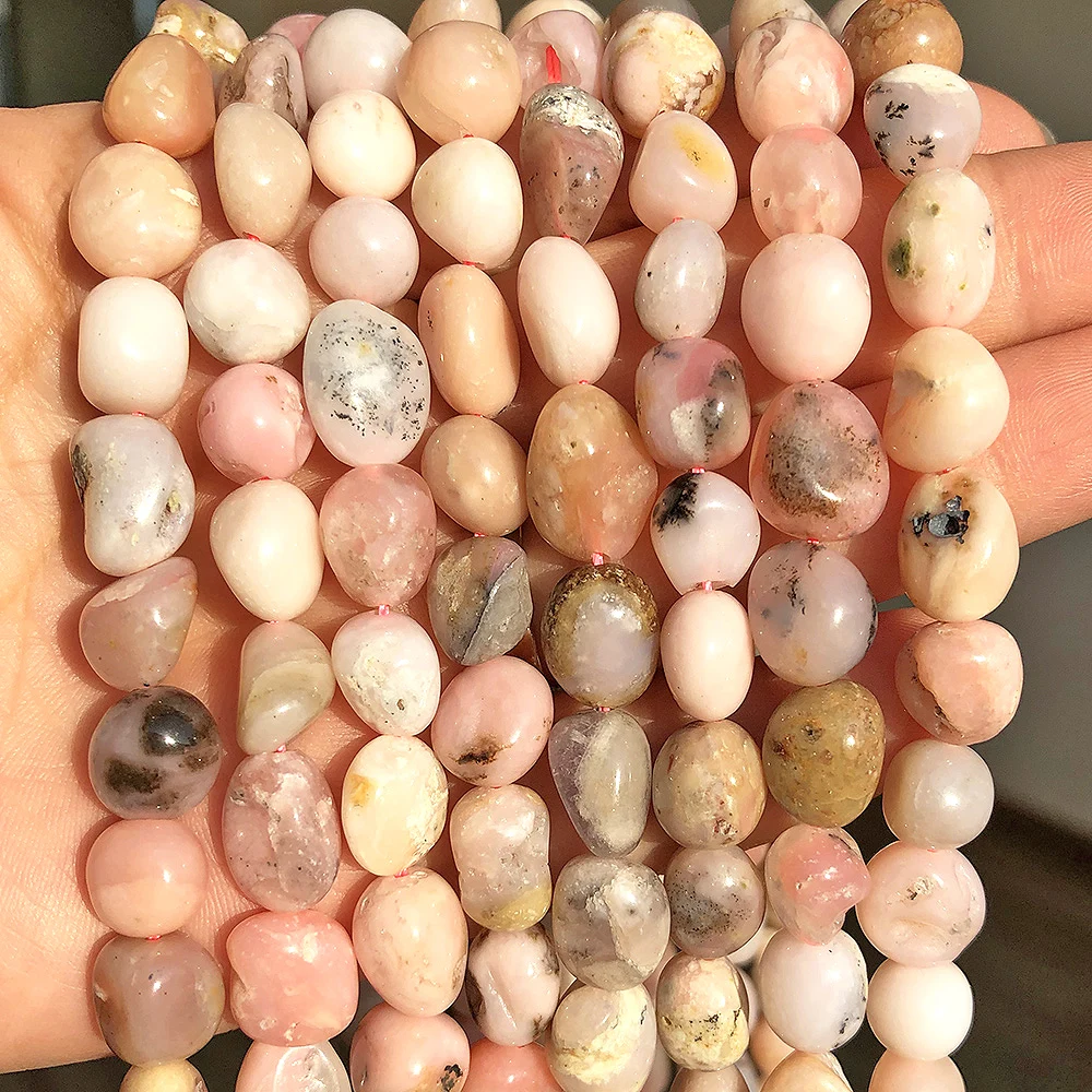 

8-10mm Natual Irregular Pink Opal Stone Beads Loose Spacer Beads for Jewelry Making Bracelet Charms Necklace Accessories 15"
