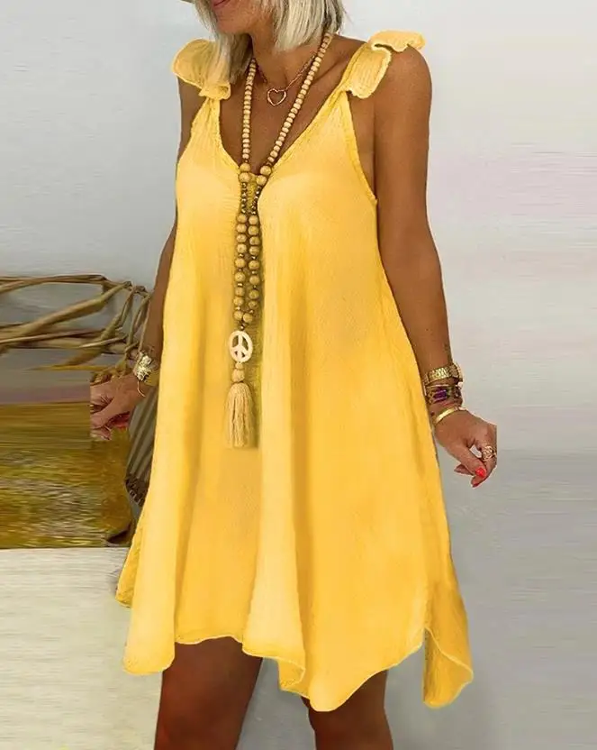 

2024 Summer V-neck Sleeveless Tank Top Dress for Women