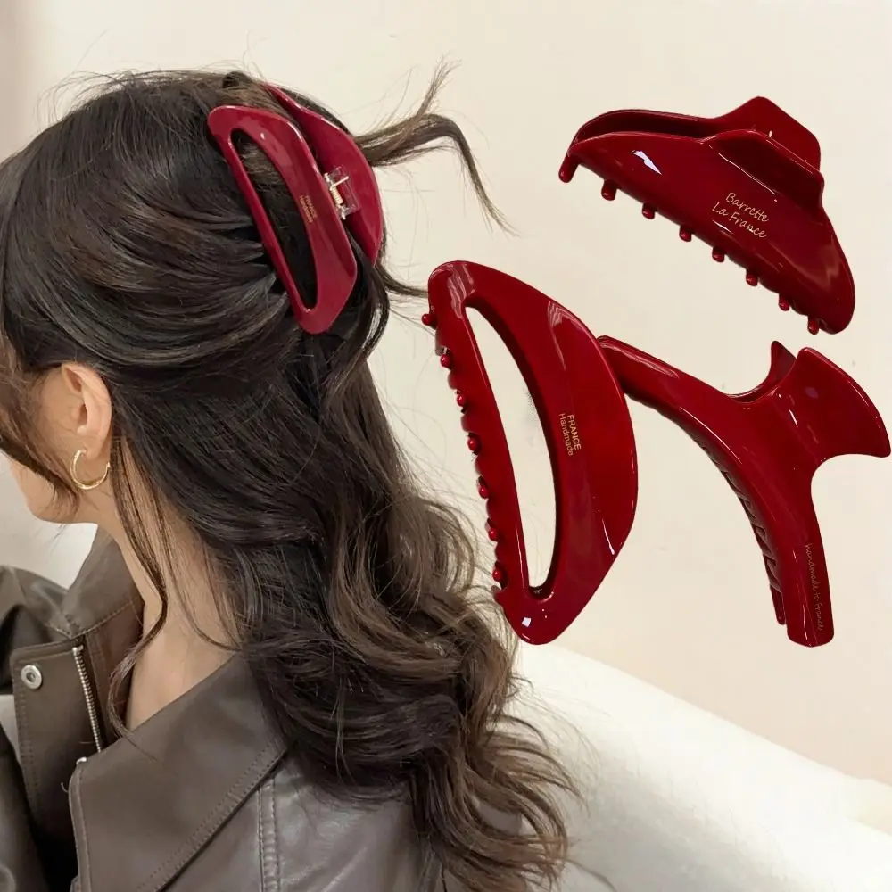 Hairdress Large Size Hair Claw 10.5CM Acetate Hair Clip Red Hair Pin Girls Women
