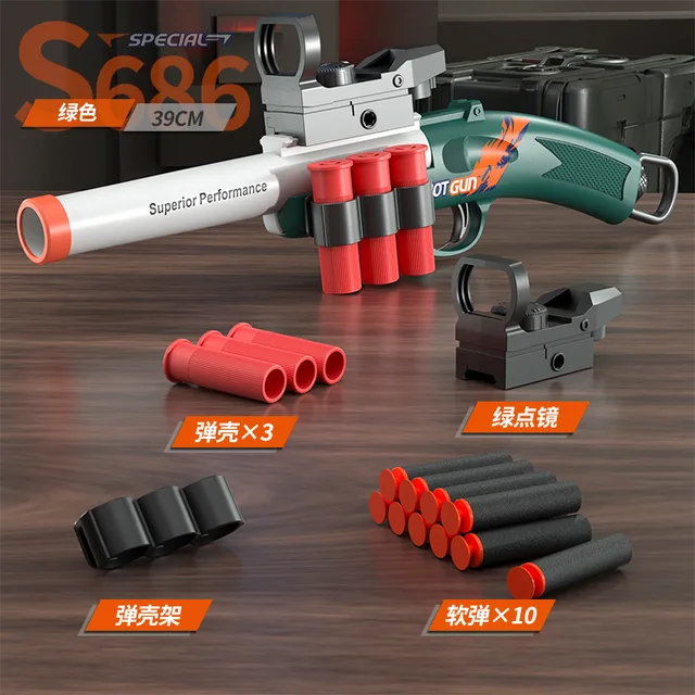 S686 Spray Shell Soft Bullet Gun Can Be Fired Toy Gun Boy Shotgun Model Manually Loaded Christmas Birthday Gift 2025 1