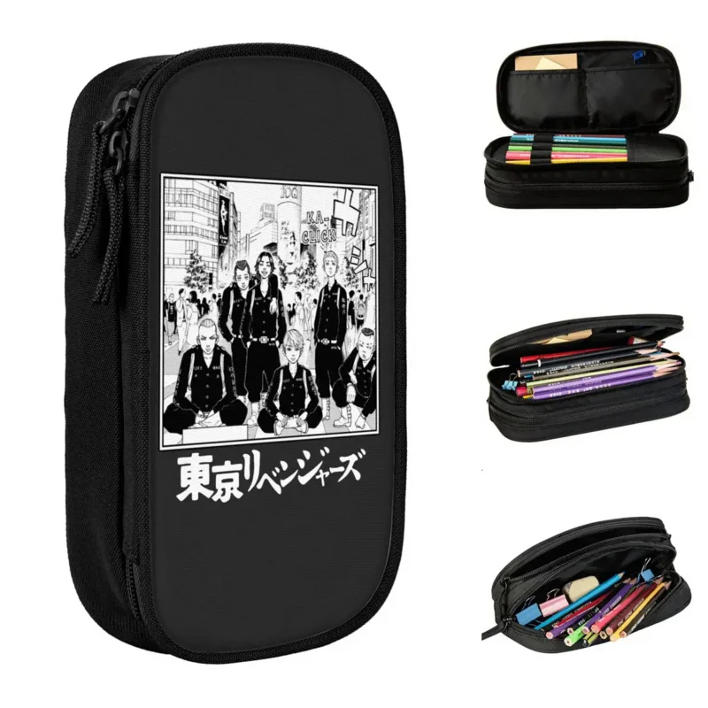 

Tokyo Revengers Poster Pencil Case Sano Manjiro Manji Gang Pencilcases Pen Big Capacity Bags School Supplies Accessories