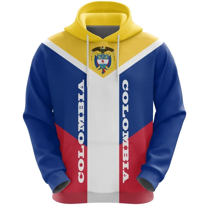 Sudadera con capucha con estampado de mapa y emblema nacional de Colombia, sudadera con capucha con bandera y flor de hibisco para hombres, ropa deportiva para caballeros, sudaderas con capucha para m