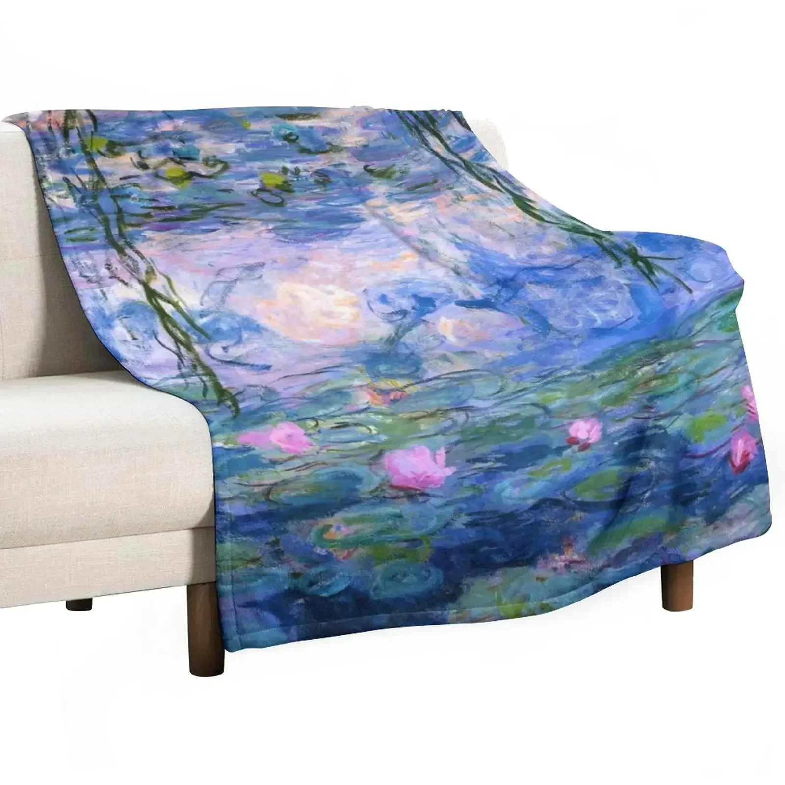 

Water Lilies Monet Throw Blanket Cute Plaid Travel Thin Blankets