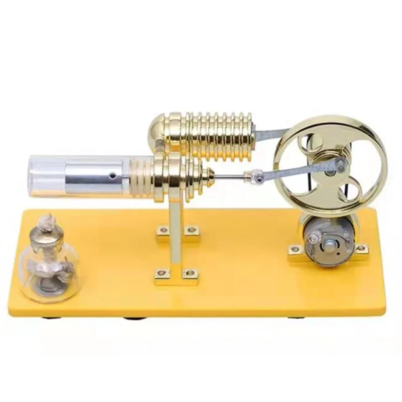 

3D Gamma Stirling Engine Generator Model with LED Lights Tech Hobbyist DIY Assembly Toy Kit Science Education