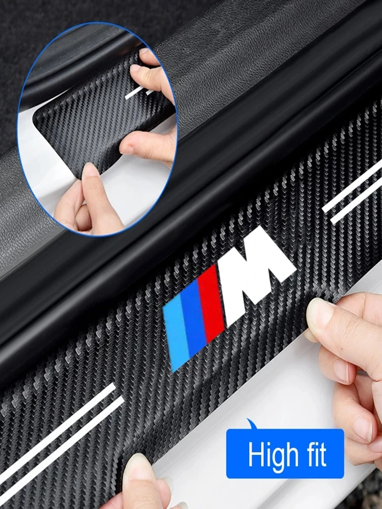Car Door Sill Stickers Carbon Fiber Door Sill Film Car Sticker For BMW M Power X1 e84 X3 f25 X5 e53 x6 e71 ix3 i3 Accessorie