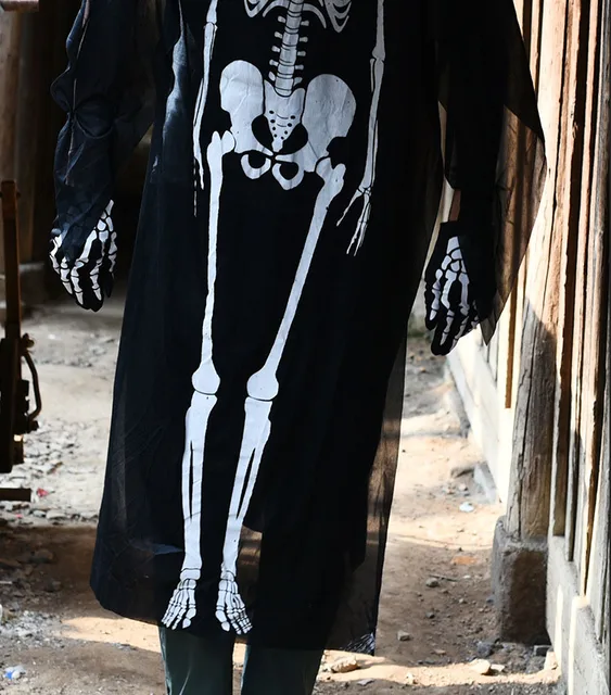 Manto Black Death para festa de Halloween, capa para crianças e adultos,  esqueleto de caveira, traje de baile