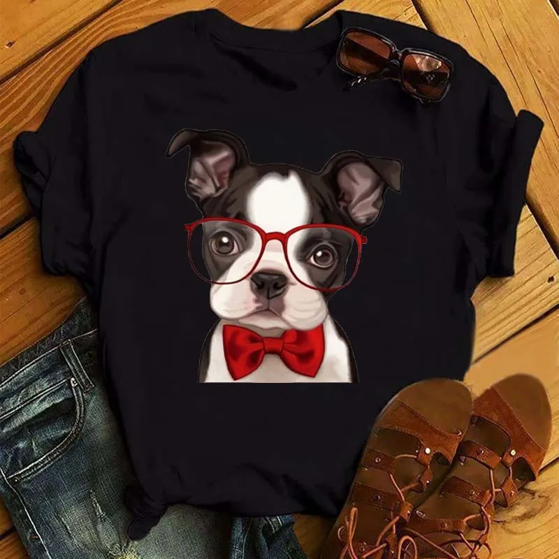 

Maycaur Cute Dogs T Shirt Women Harajuku Ullzang French Bulldog Kawaii Cartoon Tshirt Female Korean Casual 90s Graphic T-shirts