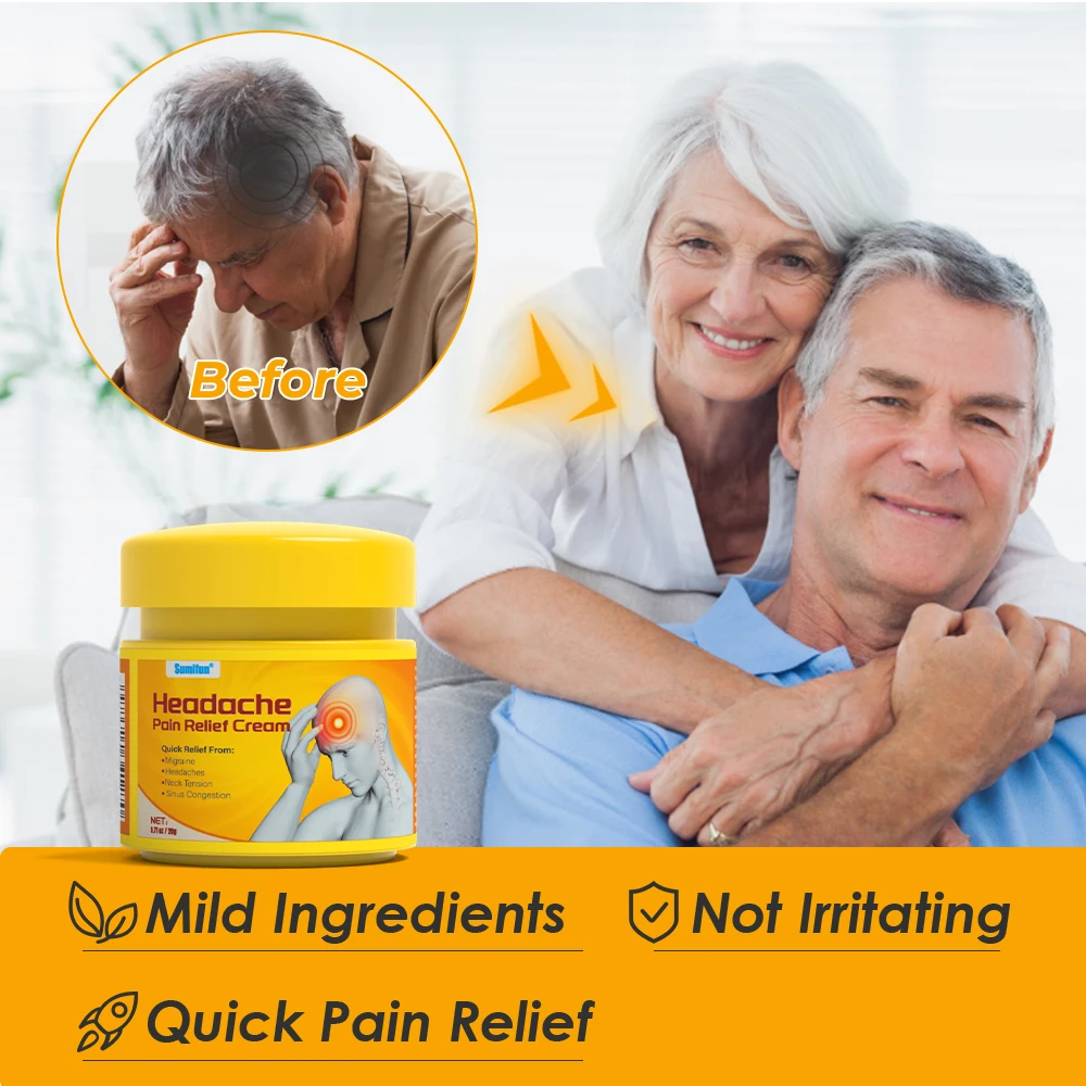 Migraine Headache Relief Cream Treat Brain Nerve Pain Medical Plaster Dizziness Neuralgia Painkiller Ointment 1/3/5Pcs