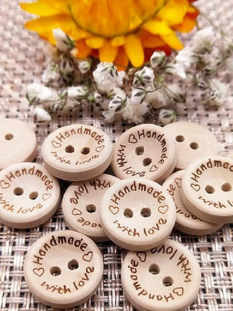 Wood Sewing Buttons Scrapbooking Handmade  Wooden Buttons Handmade Love  20mm - 50pcs - Aliexpress