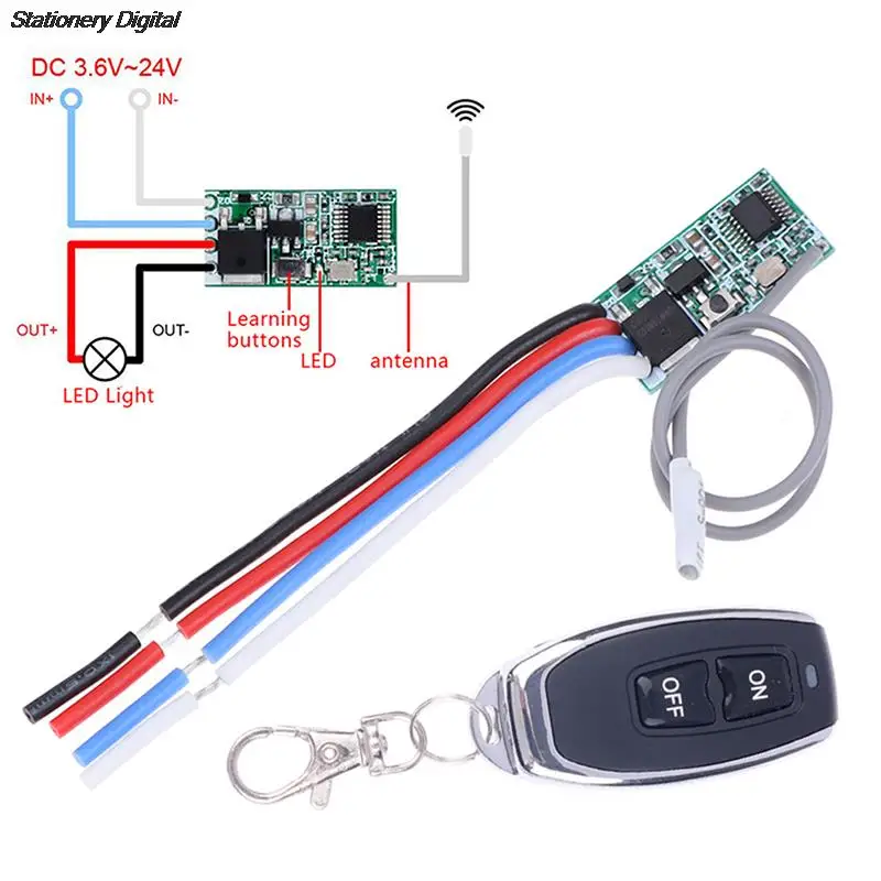 

433mhz DC 3.6V 5V 9V 12V 24V 1CH Mini Relay Wireless RF Remote Control Switch LED Lamp Controller Micro Receiver Transmitter DIY