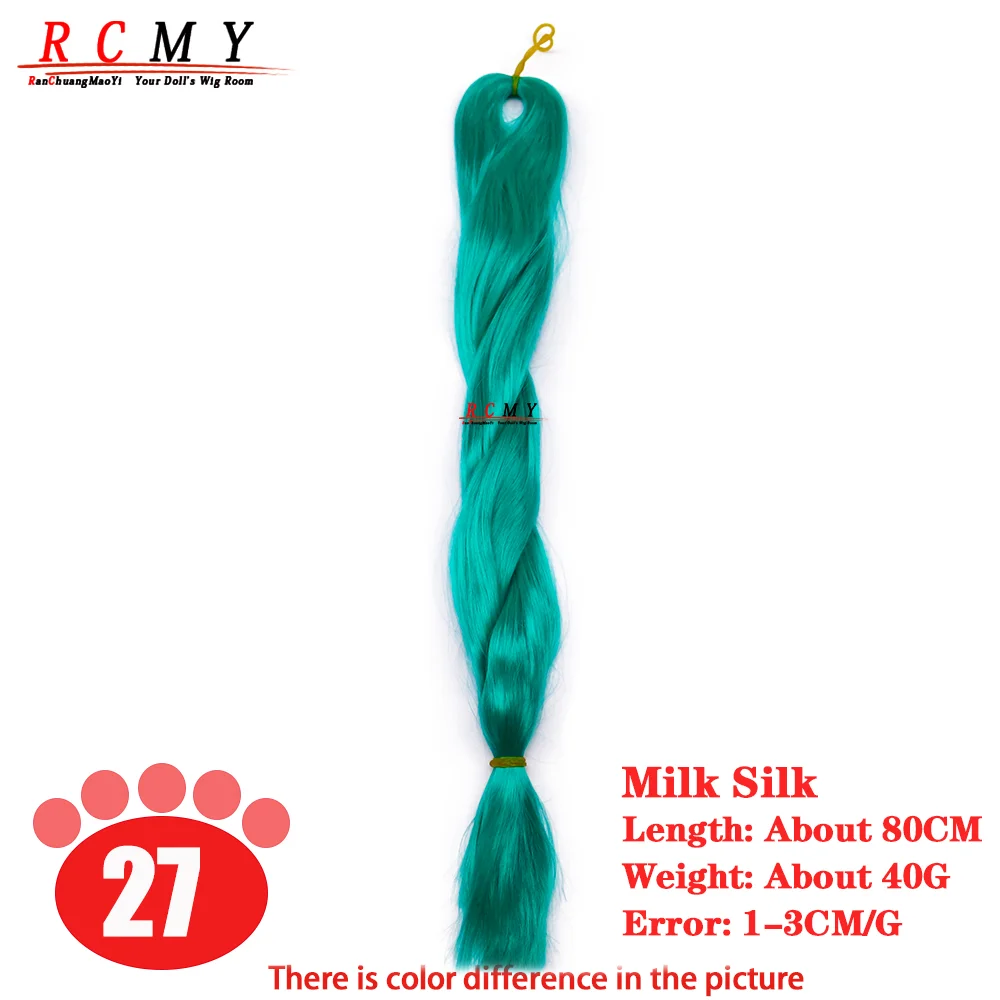 Handmade Anti-Mohair Wig with Black & White Hair for BJD Dolls, 80CM/40, Premium Milk Silk Hair