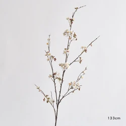 Artificial Cherry Blossom Long Branch for Window Display and Floral Photography Props (White)