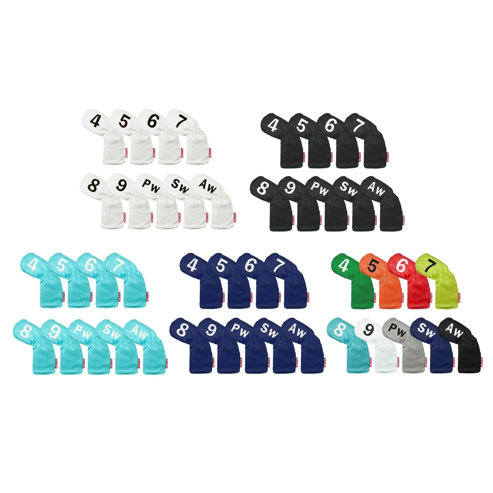 

9x Golf Iron Headcover Set PU Long Neck with Big Number Fits All Brands