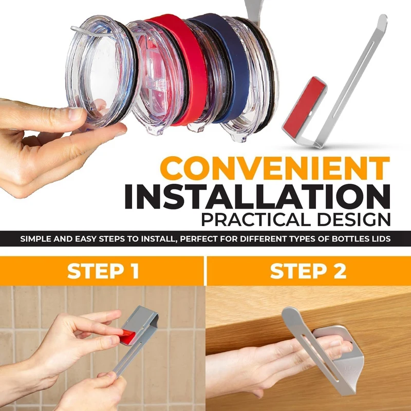Lid Organizer Tumbler Lid Organizer Self-Adhesive Under-Cabinet Mount Space-Saving Design, Holds Multiple Lids