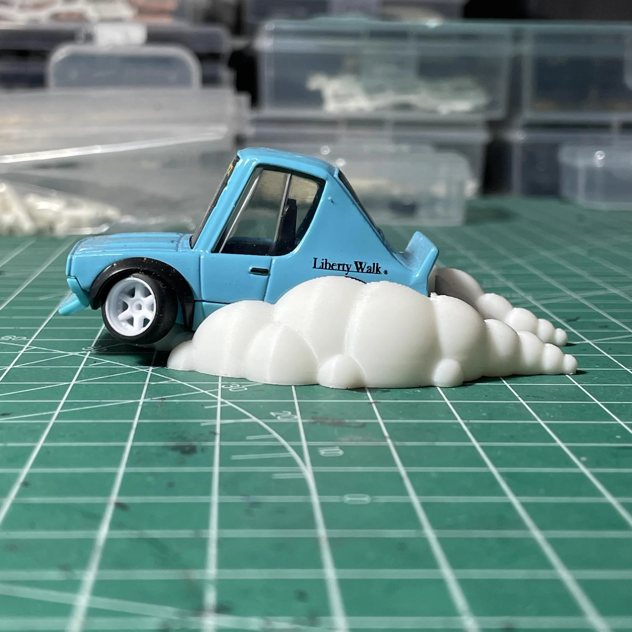 1:64 드리프트 타이어 모델 자동차 연기 특수 효과 장면 차고 디오라마 폭 3.1cm