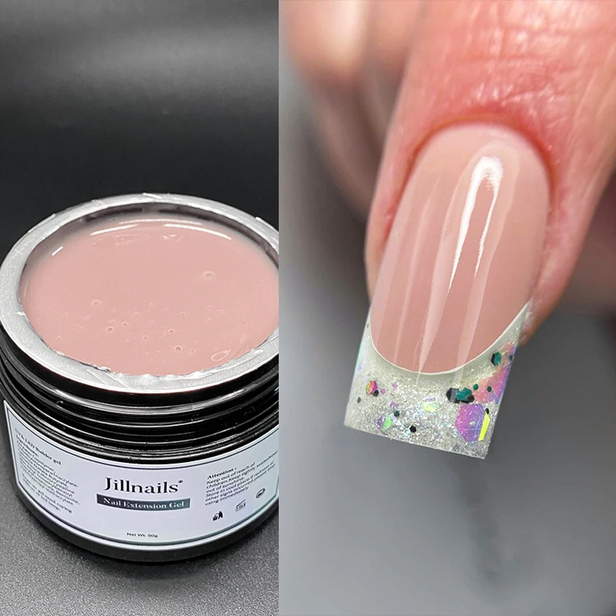 Jillnails Glitter Acrylic Gel for Nails Extension 50g Clear Milky Acryl Poly Nail Gel 4