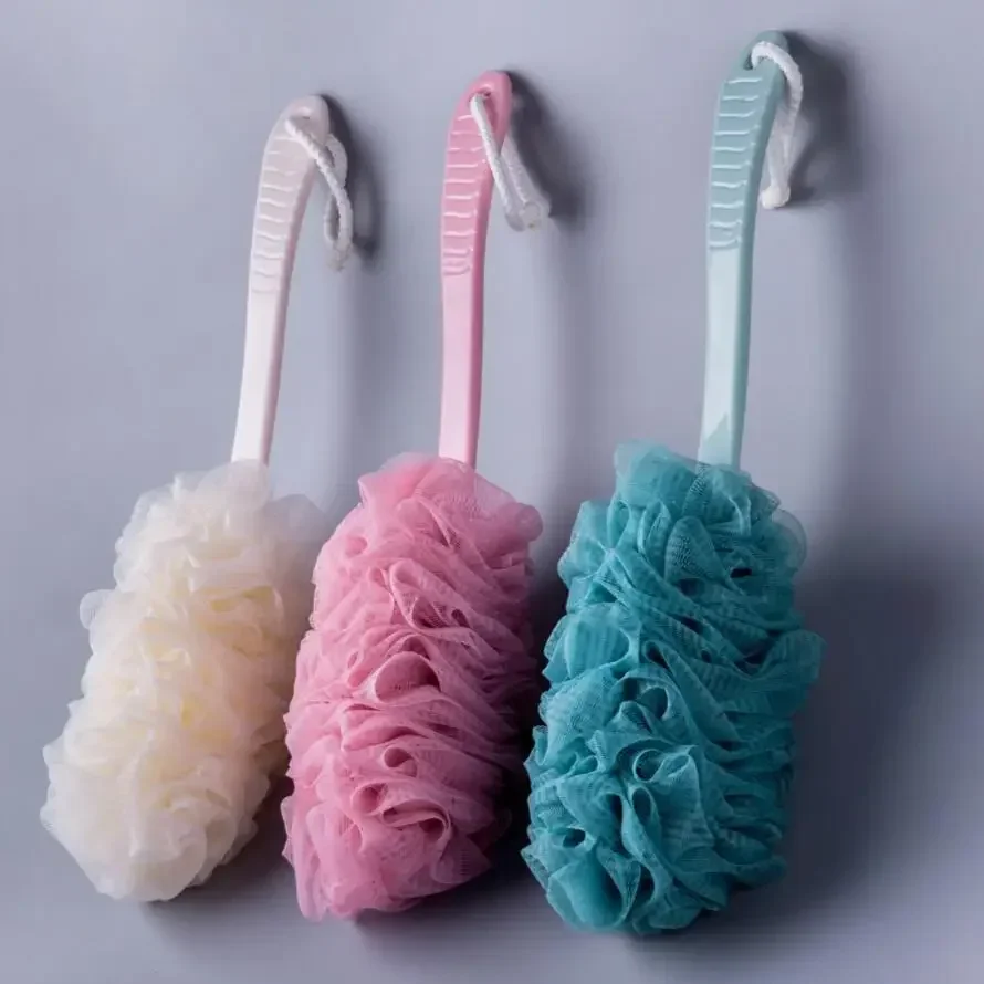 Long Handle Hanging Mesh Back Body Bath Shower Scrubber Brush Sponge for Bathroom Shower Brush Exfoliating Scrubber Soft exfoliating shower brush,bath brush,shower scrubber,exfoliating scrubber,exfoliating shower scrubber,exfoliating bath brush