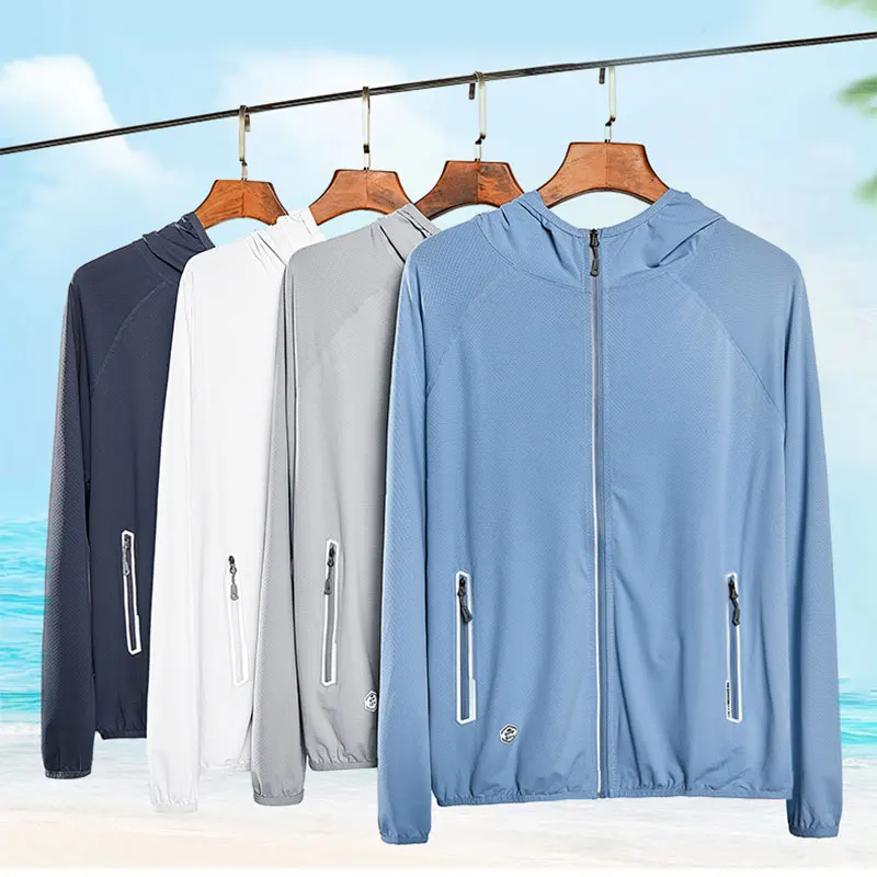 Ice silk sun protection suit for men, summer light and thin skin windbreaker for couples, UV resistant quick drying jacket b