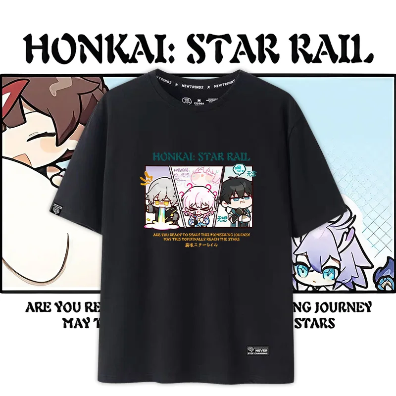 

Honkai: Star Rail Cartoon Anime Cosplay Costume Round Neck Short Sleeve Leisure Cotton T-Shirts Men's Women's Tops Tees