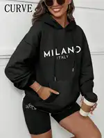 Plus Size 1XL-5XL New Women's Fashion Print Sweatshirt Autumn Fashion All-Match Street Hoody Crewneck Casual Hoodies Pullover