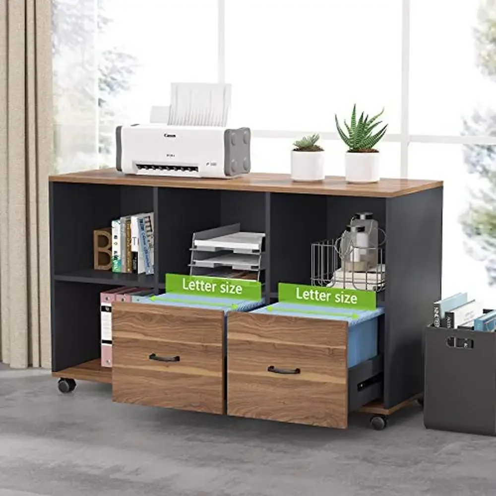 55" Executive Desk with Lateral File Cabinet Modern L-Shaped Computer Desk and Storage Solution 4