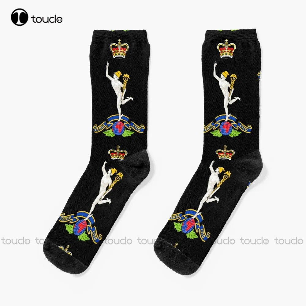 

Cap Badge Of The Royal Corps Of Signals Socks White Soccer Socks 360° Digital Print New Popular Comfortable Best Girls Sports