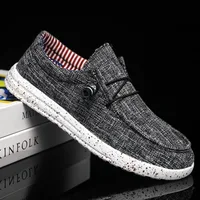 Trend Men Canvas Shoes Fashion Linen Lightweight Men Shoes Business Loafer Outdoor Man Sneakers Flat Driving Shoes Work Footwear 1