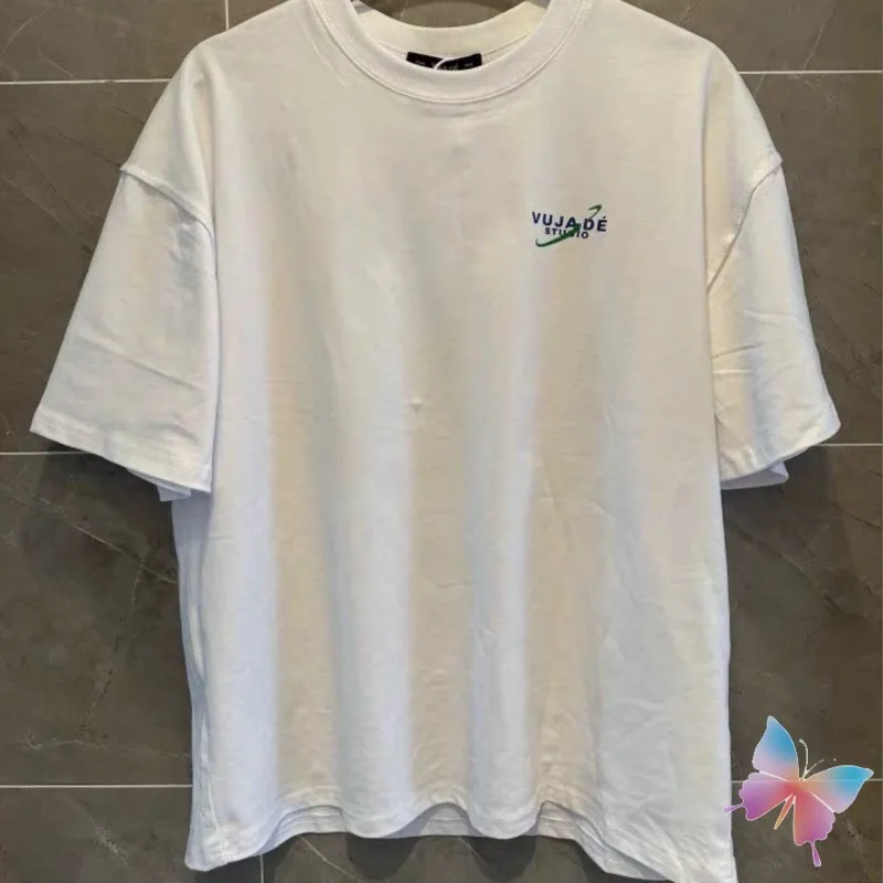 Летние футболки VUJADE, высококачественные хлопковые лозунги с буквами алфавита, модная Уличная Повседневная футболка с коротким рукавом и круглым вырезом для мужчин и женщин