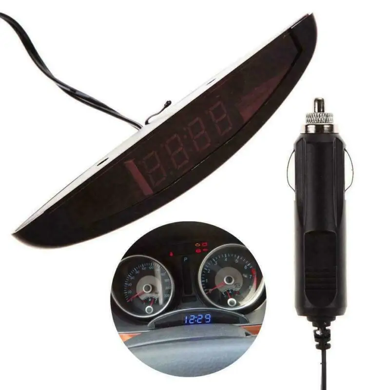 12V Digital LED Alarm Auto Electronic Car Clock Voltmeter Thermometer 3In1 Car Voltmeter Temperature Meter Clock