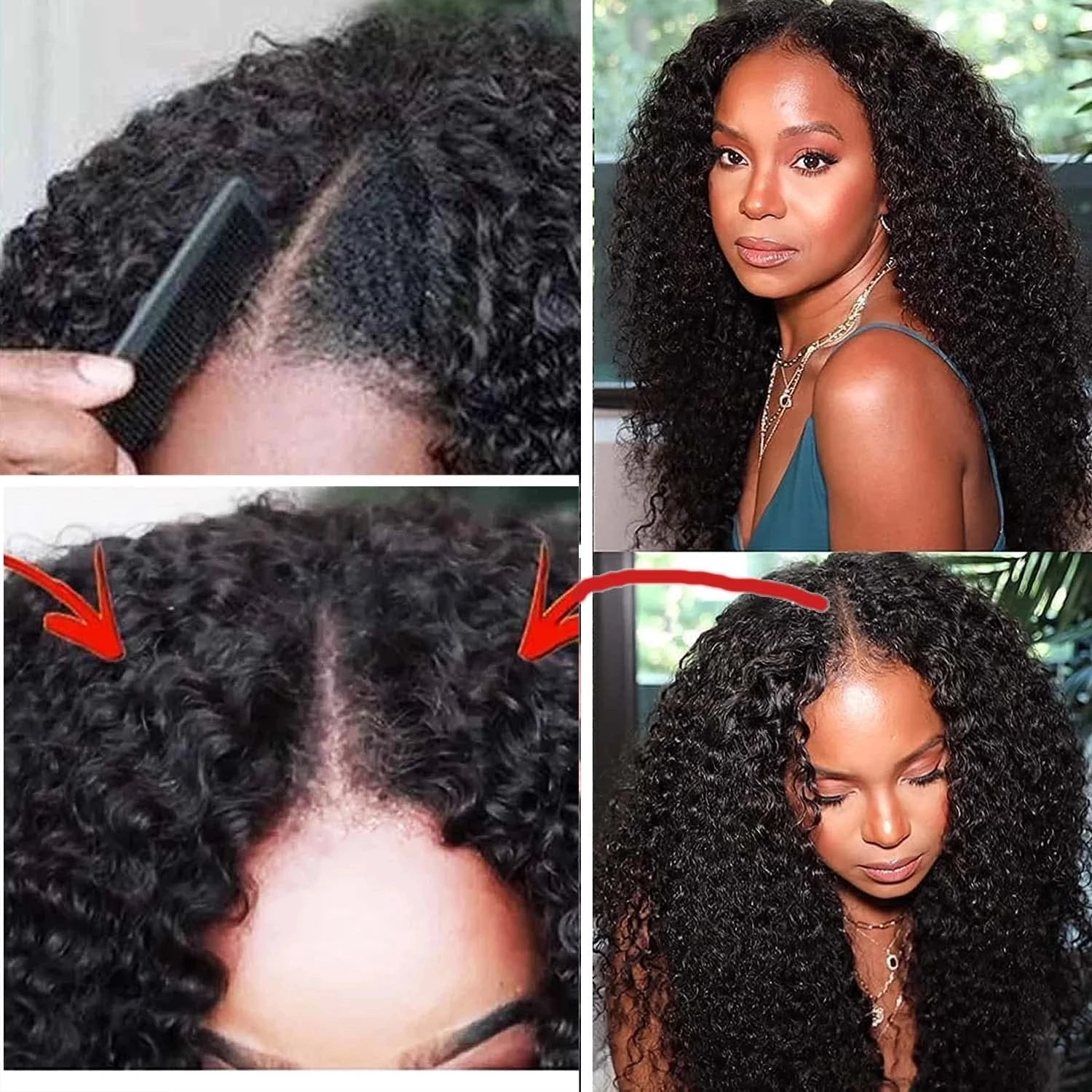 U Part Wig Loose Deep Wave Human Hair Wigs For Women Natural Black Sleek Remy Brazilian Remay Natural Dark Hair