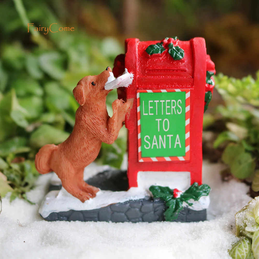 Festive Resin Mailbox Ornament with Puppy