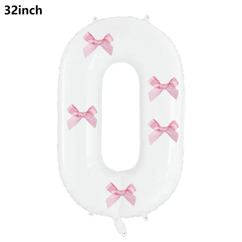32 Blue, Pink, and Black Number Balloons with Ribbon Bows