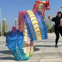3D Leading 8/10/12m Square Fitness Dragon Dance Red Adult Chinese New Year Dragon Dances Ribbon Stage Performance Props 1