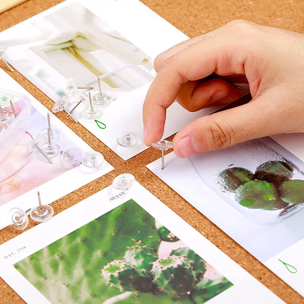 100Pcs 푸시핀 코르크 보드 메시지 보드지도 걸이용 장식 사무실 학교 액세서리용 귀여운 드로잉 핀
