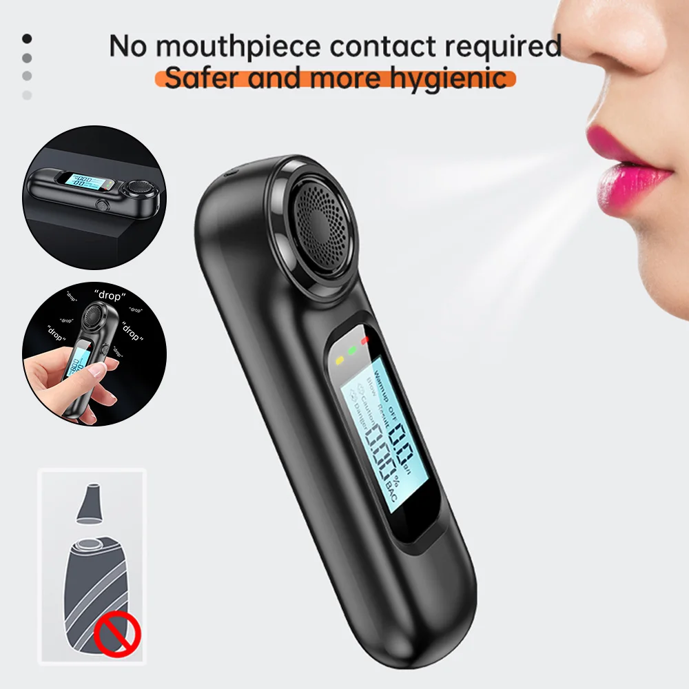 Digital Breathalyzer USB Rechargeable LCD Display Portable Personal Breath Alcohol Tester Contactless Digital Alcohol Detector