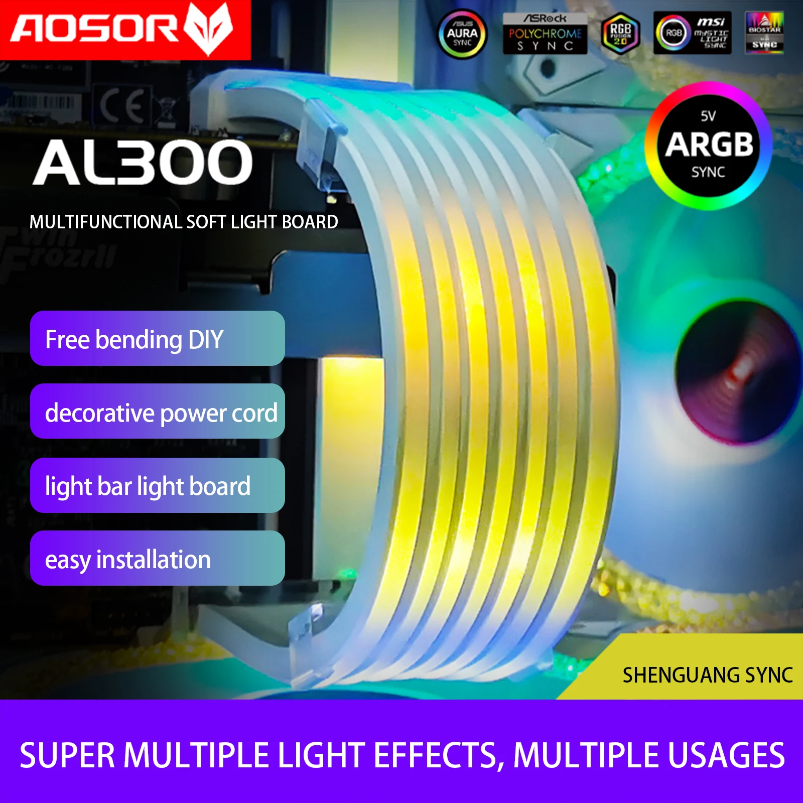 Coolmoon Rgb 24pin Motheboard Cabo de Extensão Fio Argb Case pc Led Barra Luz 5v 3pinx2 Mais 4pin Desktop Computador Lâmpada Tira Decoração - Imagem 4