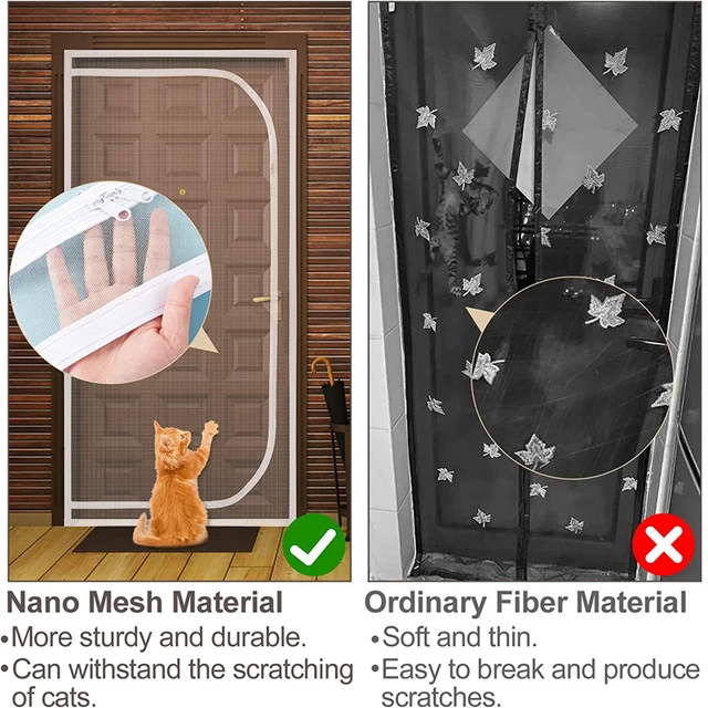 Écran de porte à glissière anti-chat, rideau de porte, forme d'ouverture de magasin, écran en maille anti-buée, adapté au salon pour animaux de compagnie 5