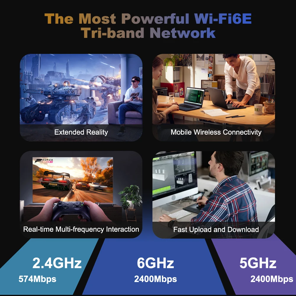 FENVI WiFi6E MT7922 AX5400 PCIE 어댑터 BT 5.3 트라이 밴드 2.4G/5Ghz/6Ghz 802.11AX 네트워크 카드 PC Win 10/11용 무선 수신기