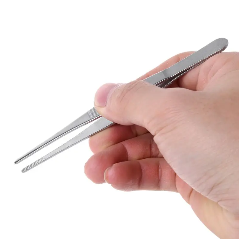 3pc/Set Toothed Tweezers Barbecue Stainless Steel Long Food Tongs Straight Home Medical Tweezer Garden Kitchen BBQ Tool tweezer tool,barbecue tweezers