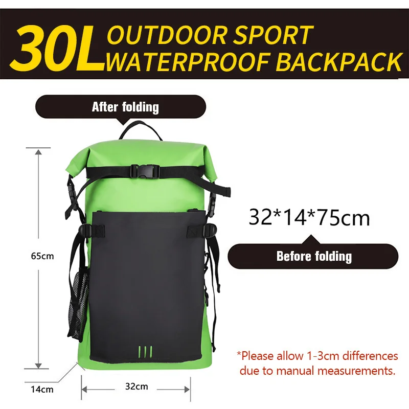 30L Waterproof Dry Bag Backpack For Camping Drifting Hiking Swimming Rafting Kayaking River Trekking Outdoor Floating Bags waterproof dry bag