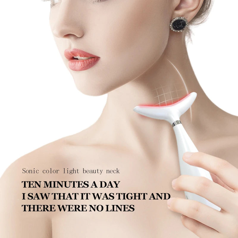 LED Photon Therapy Neck Massager EMS Facial Lifting and Contraction Double Chin Anti Wrinkle and Tightening Beauty Device
