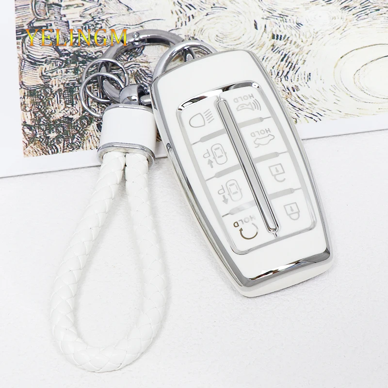 Premium TPU Car Key Case Cover with Keychain - 8-Button Protection and Style Accessory