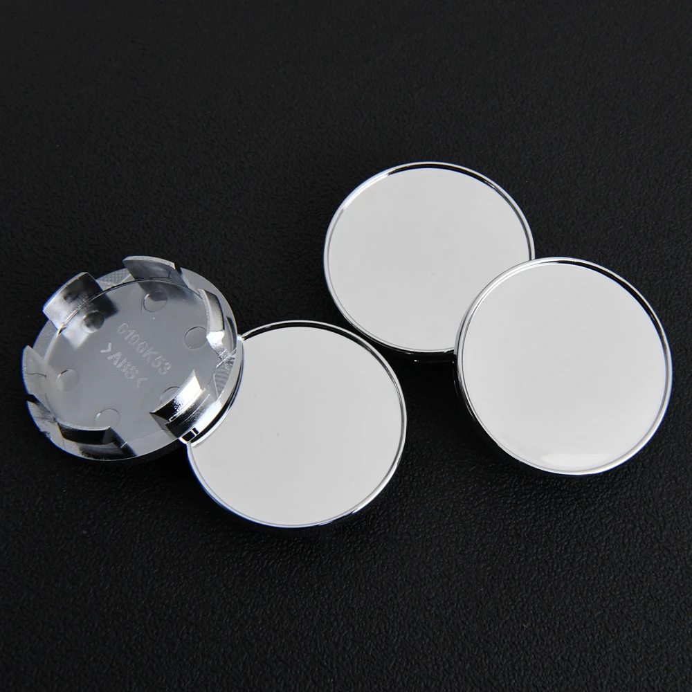 Wheel Center Cap Clip 4PCS 53mm OD / 48mm Blank Emblem Sticker Rim Caps Wheel Cover Hub Cap Black & Silver