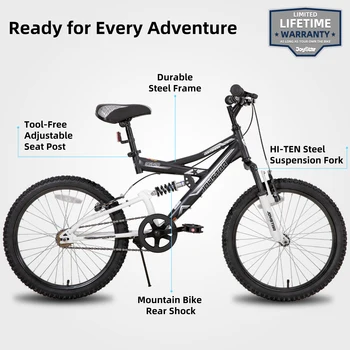 JOYSTAR 20 Inch Kids' Bike for Kids Ages 5-13 Years Old, Dual-Suspension Kids Mountain Bike 2