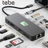 Tebe 11 in 1 MST USB-C Hub Type-c to HDMI-adapter DP VGA Gigabit Ethernet 10Gbps USB 3.2 3.5mm Aux Docking Station Hub Splitter 1