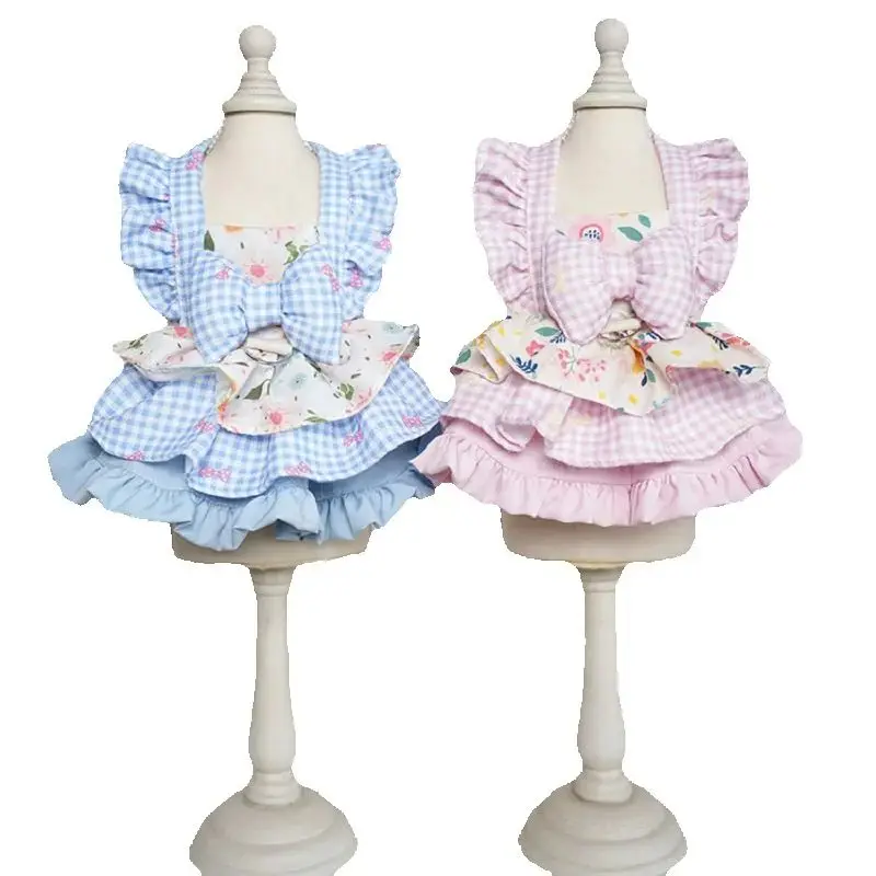 Spring Summer Petticoat for Dog Small Medium-sized Dogs Cats D-Ring-Floral Glorietta Lovely Skirts Lovely Ruffled Design