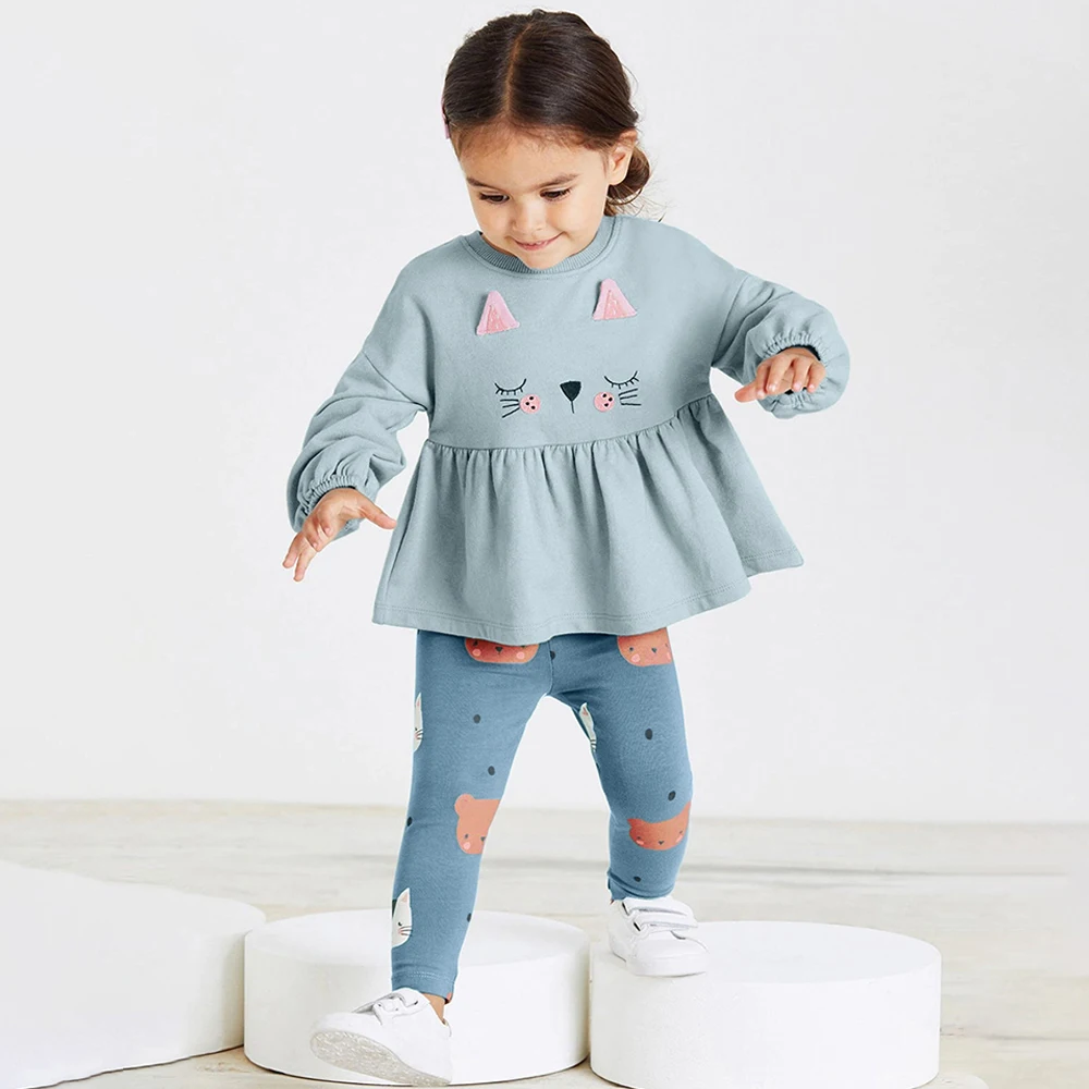 

Girls Casual Set Cloth Cotton Plush Tops and Leggings 2PC Set Cute cartoon Set for Childen Sweater Long Pant Set for Girls