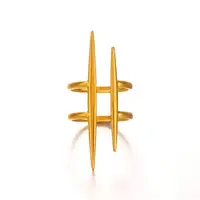 Vintage 18K Gold Plated Stainless Steel Parallel Double Line Hollowed Out Open End Ring Women Anti Allergic Charm Daily Jewelry - Image 6