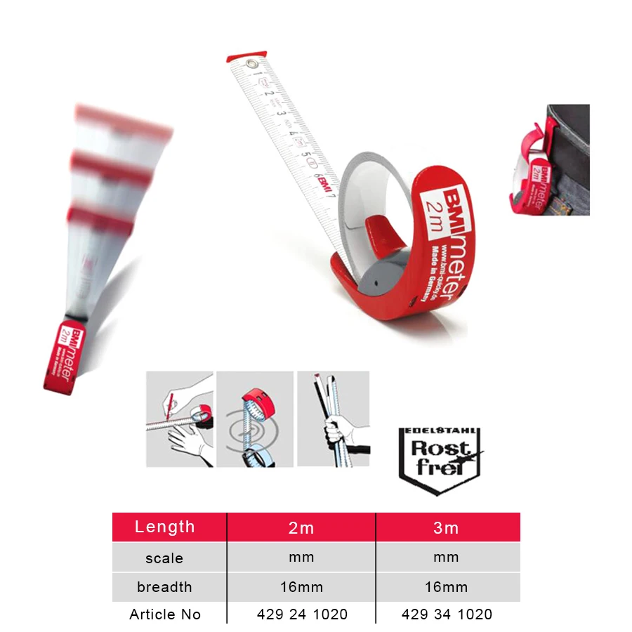 BMI Precision Quick Telescopic Tape Measure 2m/3m Germany Locking Tape Measure NO.429 241 429 341 tape measure
