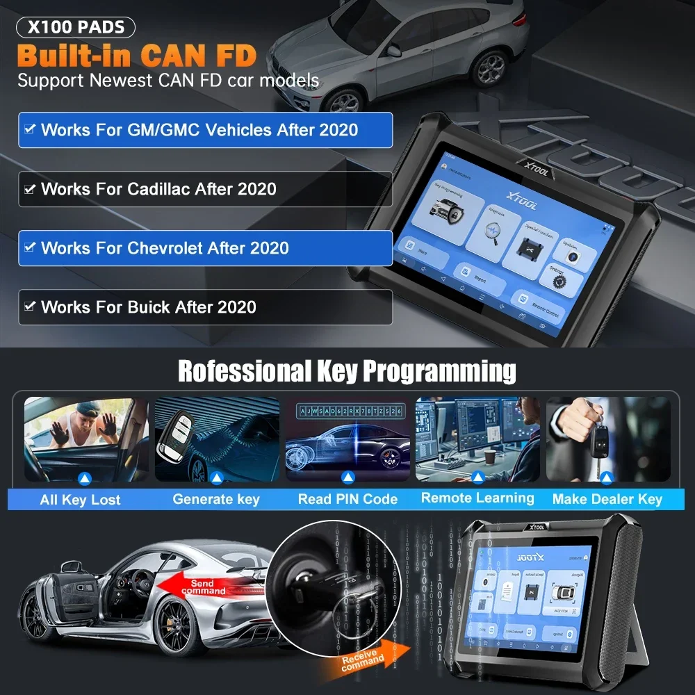 Xtool X100 Pads Auto Immo Key Programming Scanner Built-In Can Fd All Key Lost Obd2 Tutti I Sistemi Strumento Diagnostico Aggiornamento X100Pad